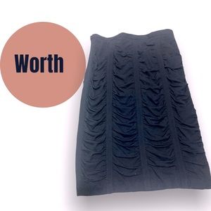 WORTH 100% silk ruched panel pencil skirt‎ sz4
